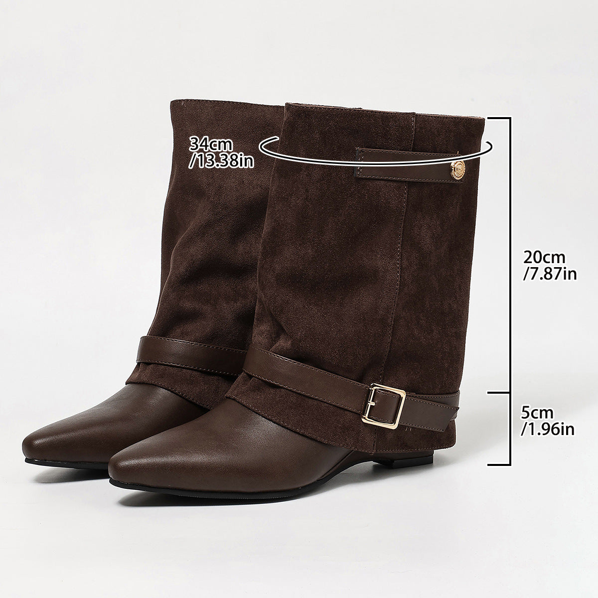 Olive Fold-Over Buckle Mid-Calf Boots