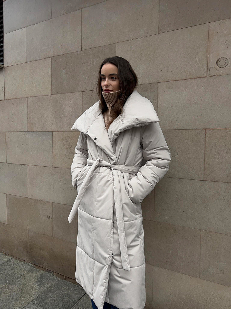 Tessaly Belted Shawl Collar Puffer Coat