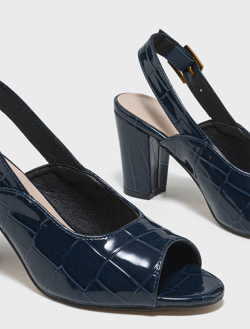 Loretta Croc-Embossed Slingback Heels