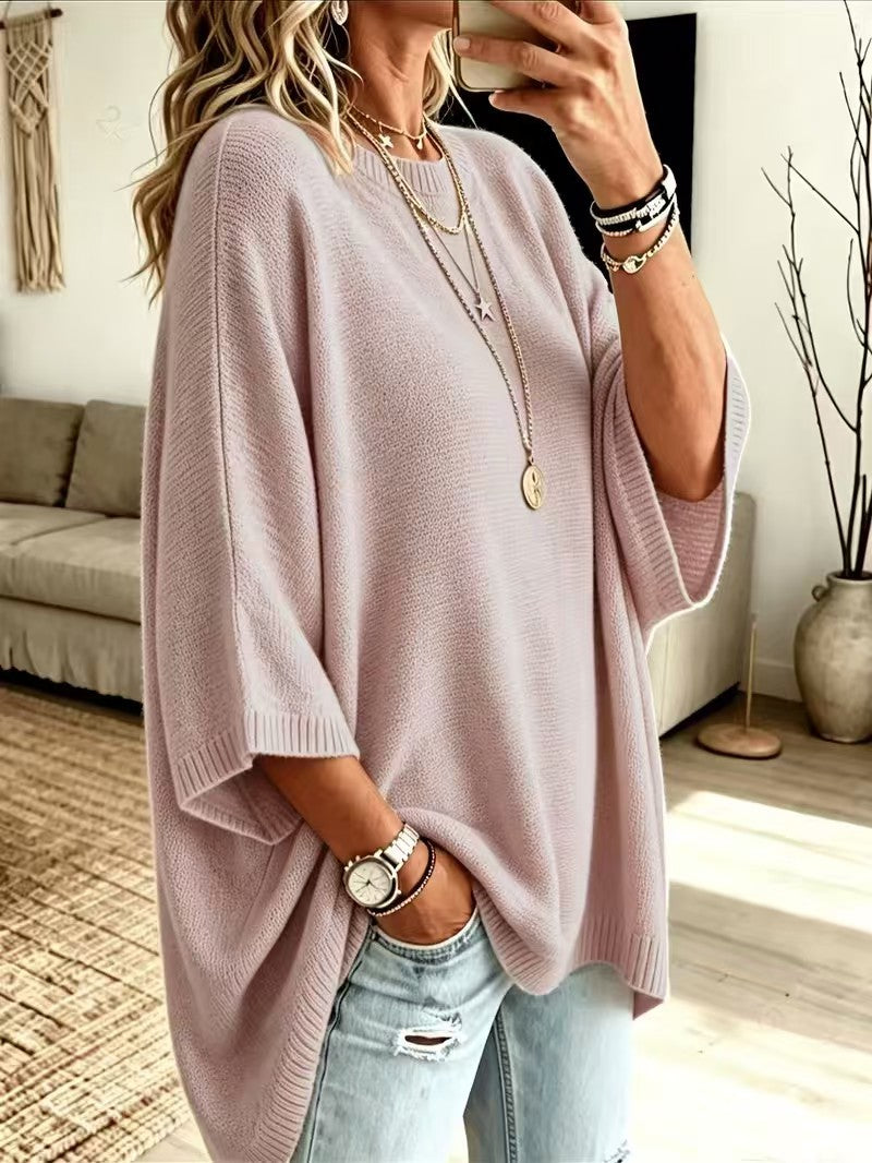 Evanthia Oversized Side-Slit Tunic Sweater