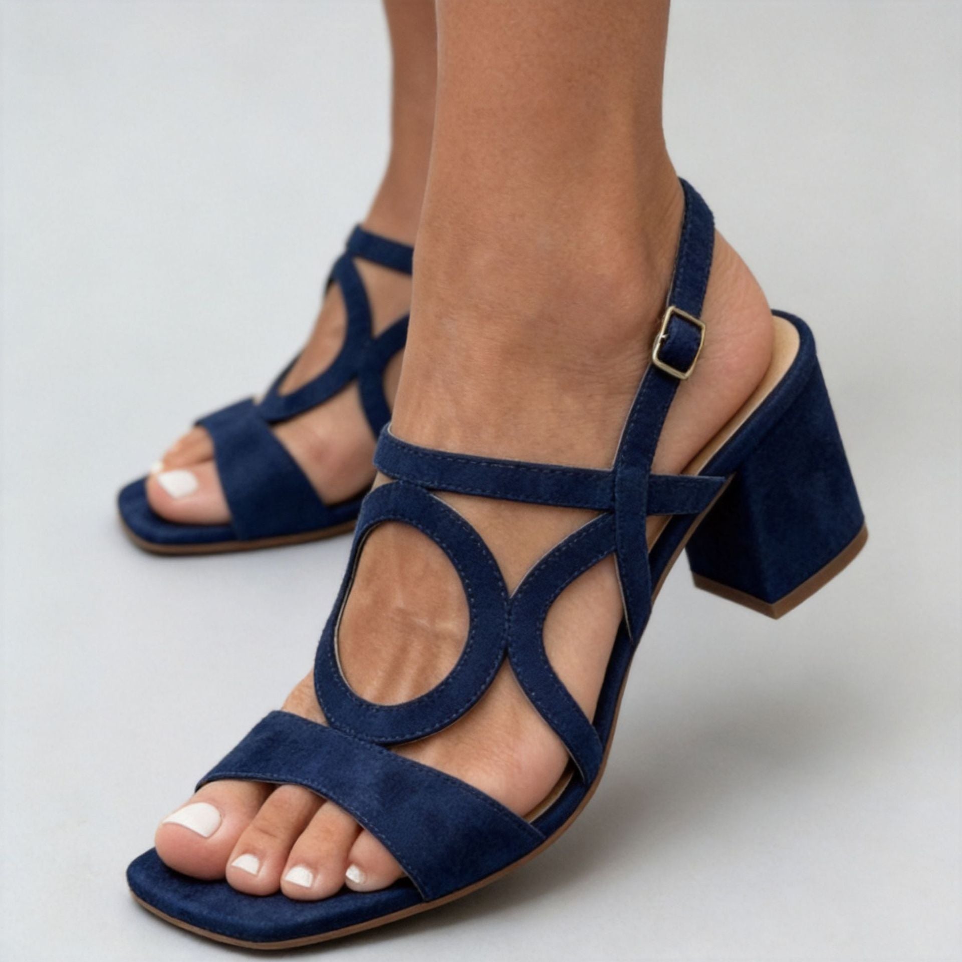 Fiamma Ring-Cutout Block Heel Sandals