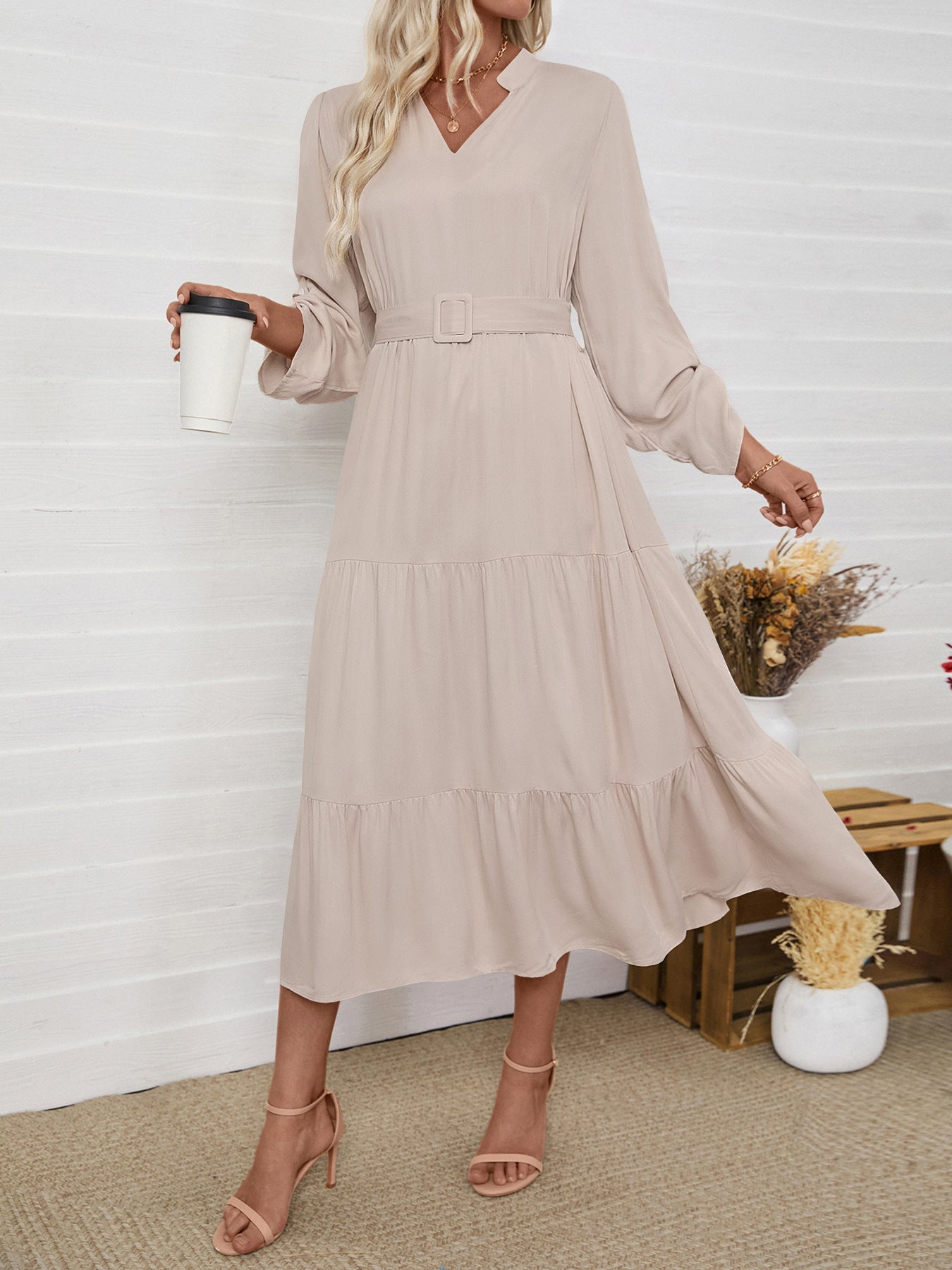 Caroline Flattering Belted Midi Dress