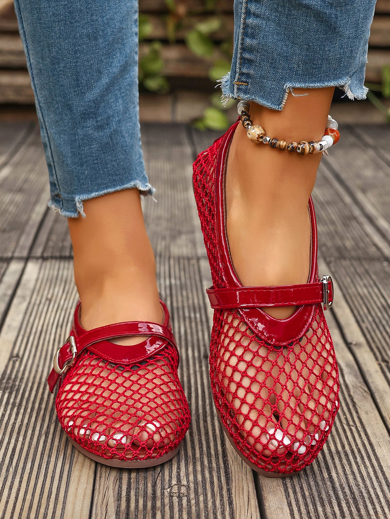 Maribel Mesh Mary Jane Flats