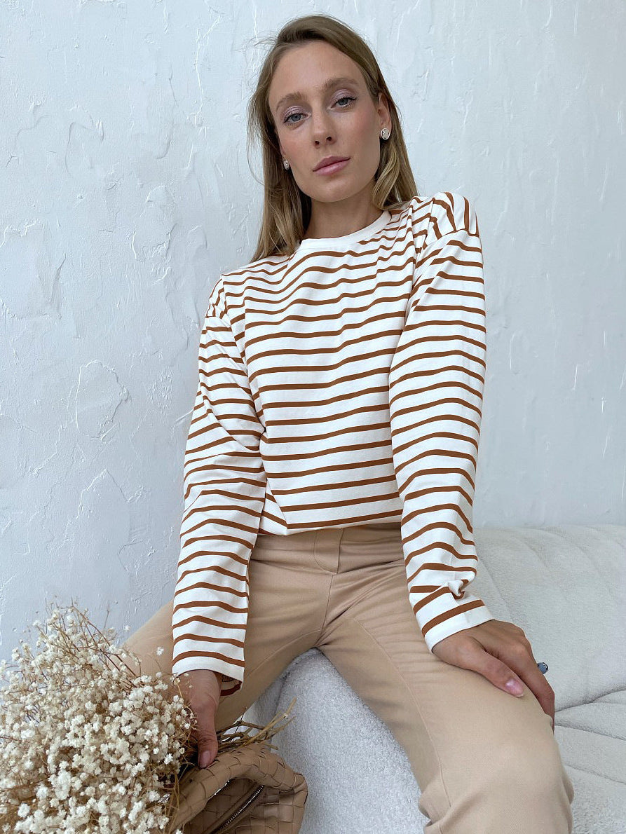 Demelza Striped Cotton Long Sleeve Tee