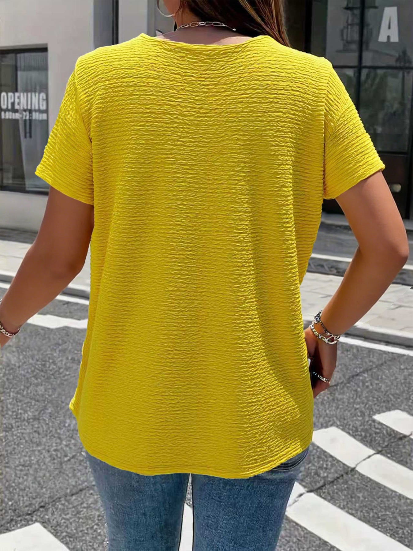 Etta Textured V-Neck Everyday Blouse