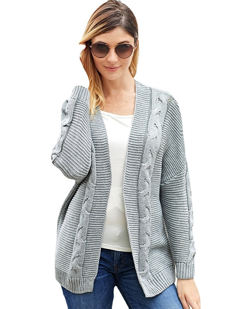 Edith Oversized Cable Knit Open Cardigan