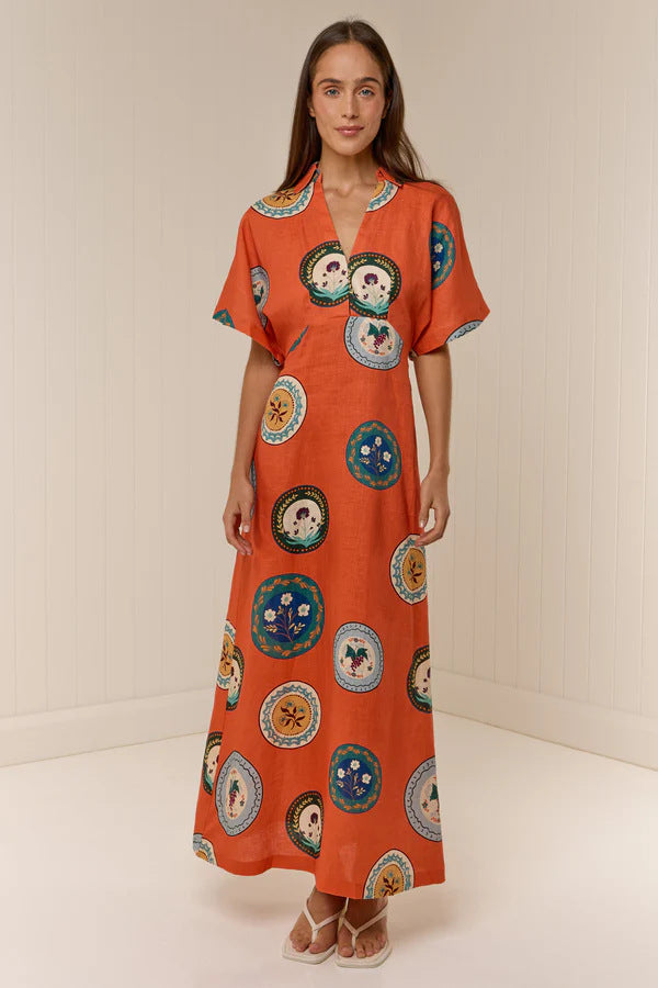 Margo & Main – linen floral collared maxi dress, additional view 12, US women's sizes