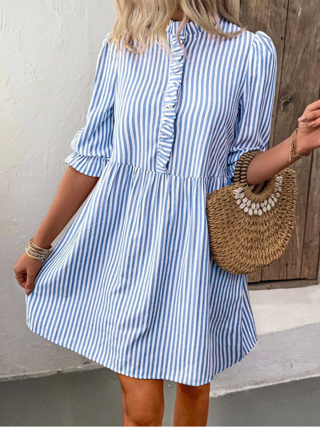 Rebecca Flattering A-Line Striped Dress