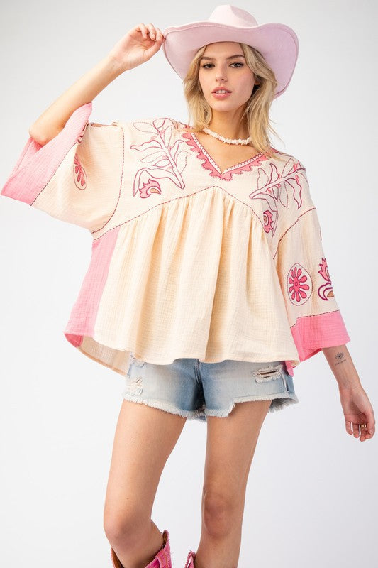 Norma Embroidered Boho Blouse