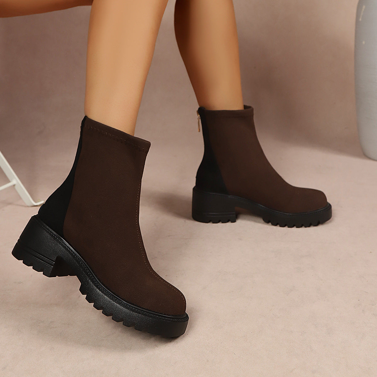 Saoirse Two-Tone Lug Sole Chelsea Boots