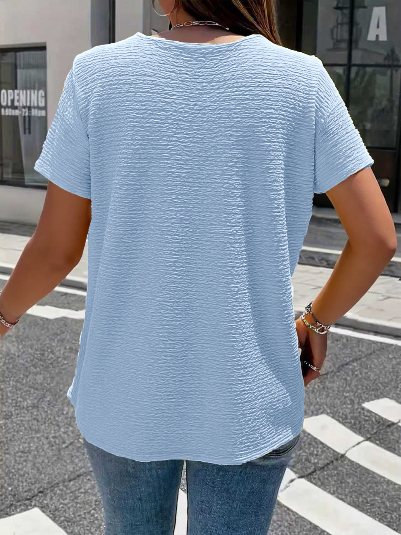 Etta Textured V-Neck Everyday Blouse