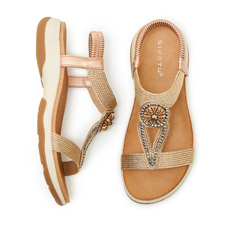 Cassidy Jeweled T-Strap Sandals