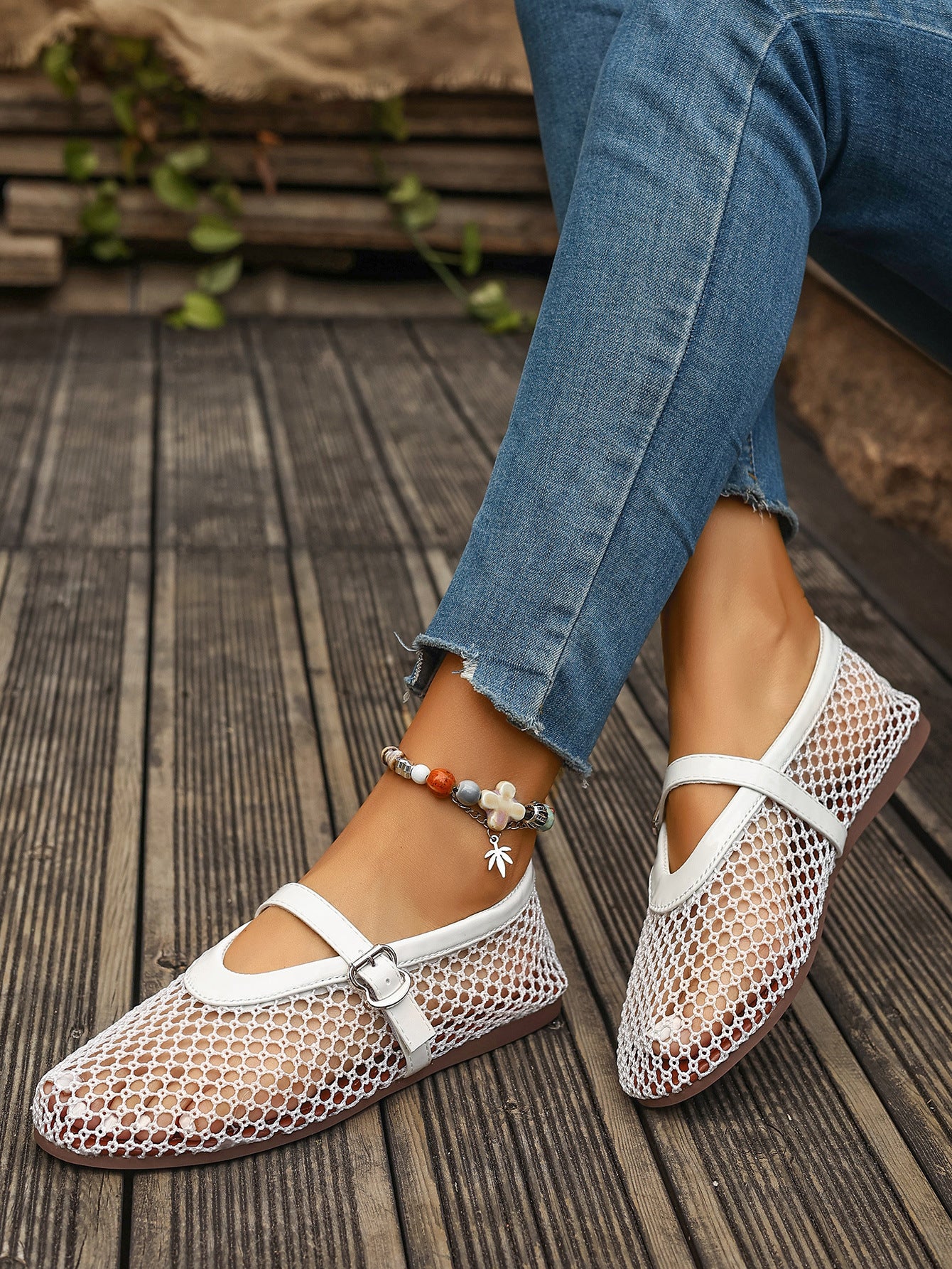 Maribel Mesh Mary Jane Flats