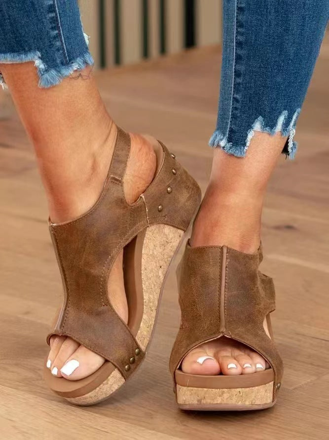 Vera Orthopedic Cork Wedge Sandals