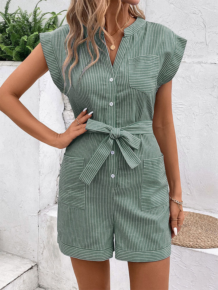 Nancy Relaxed Fit Belted Summer Romper
