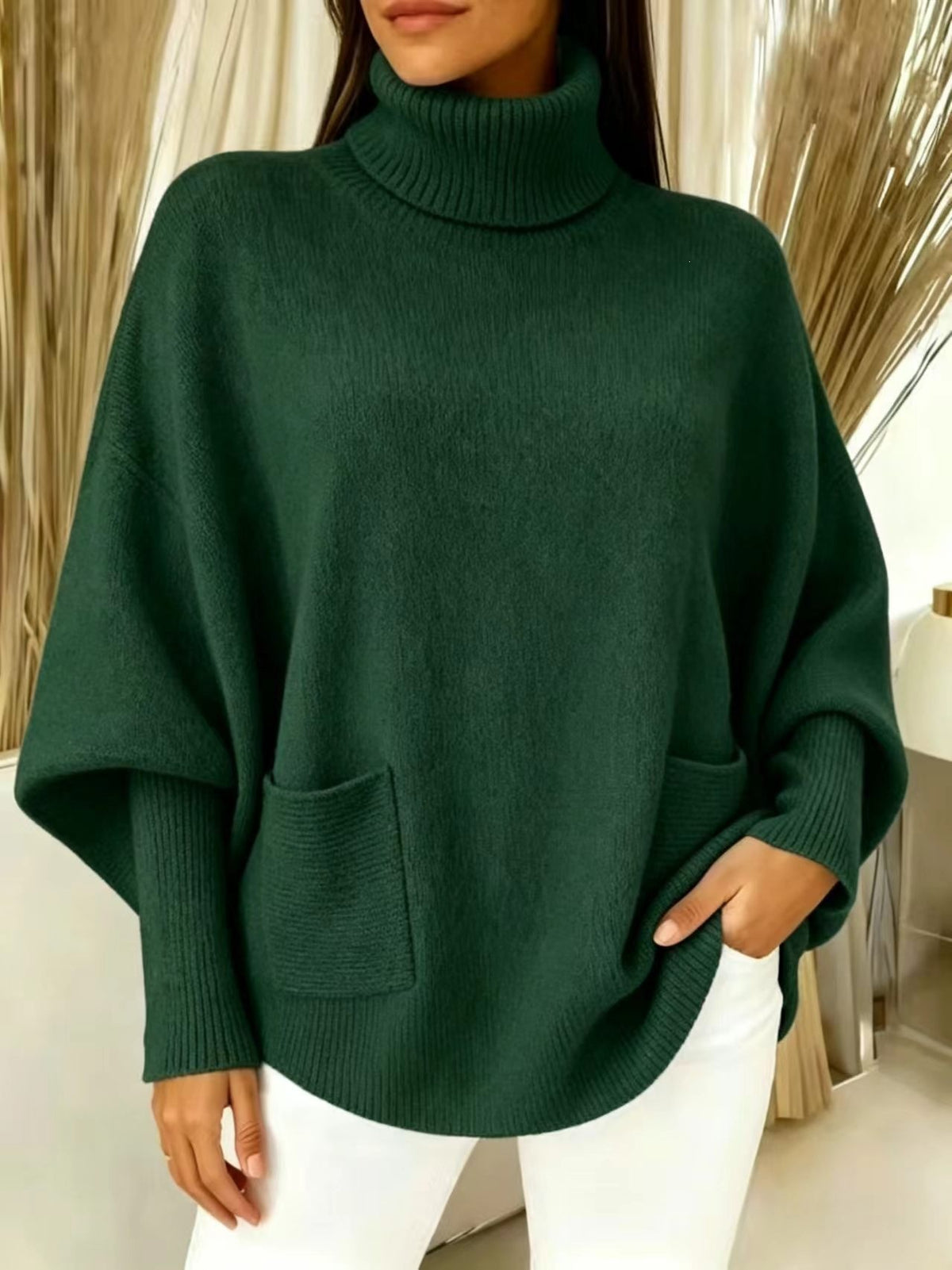 Minerva Oversized Pocket Turtleneck Sweater