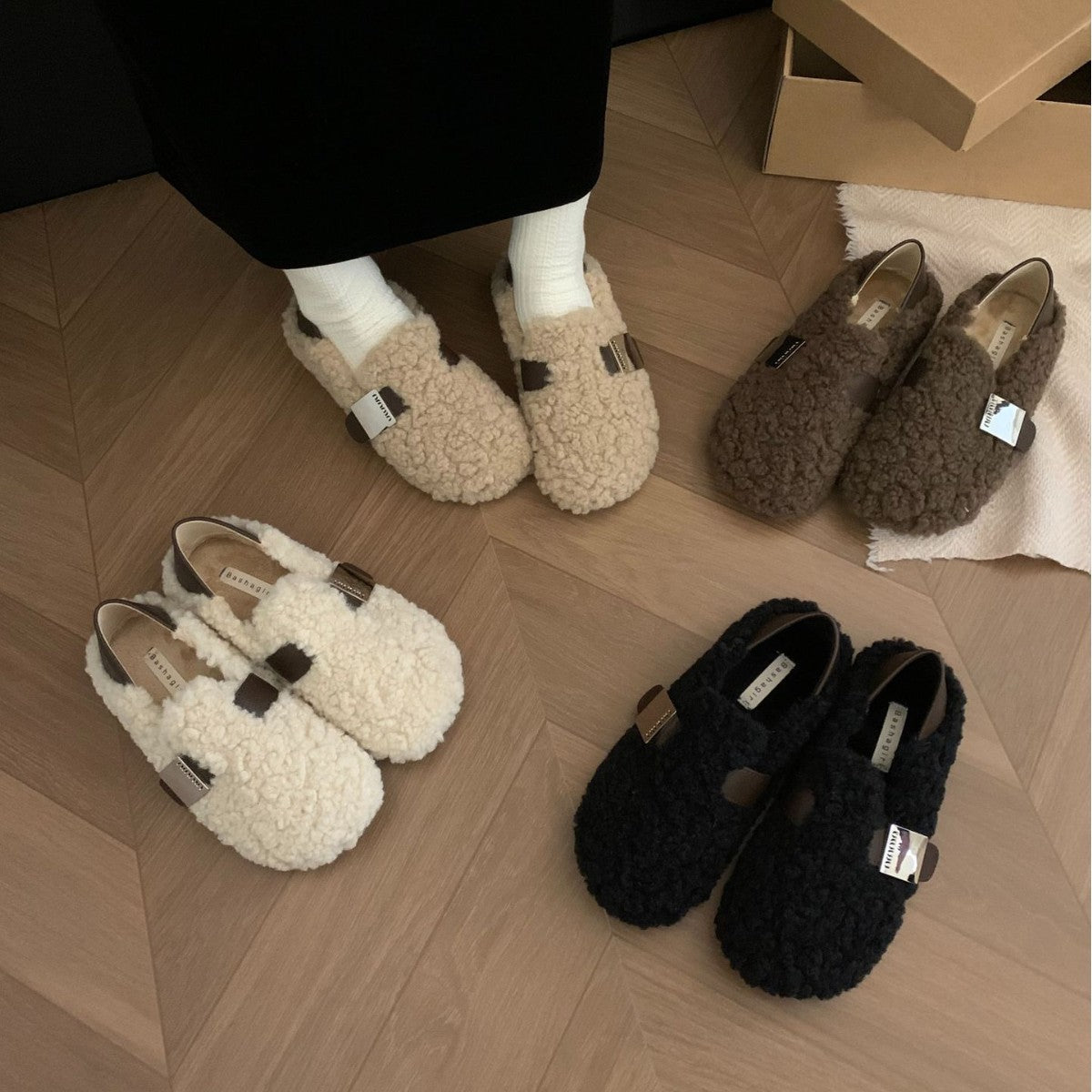 Olimpia Fleece-Lined Buckle Strap Loafers