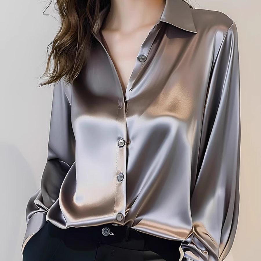 Amy Satin Button Shirt