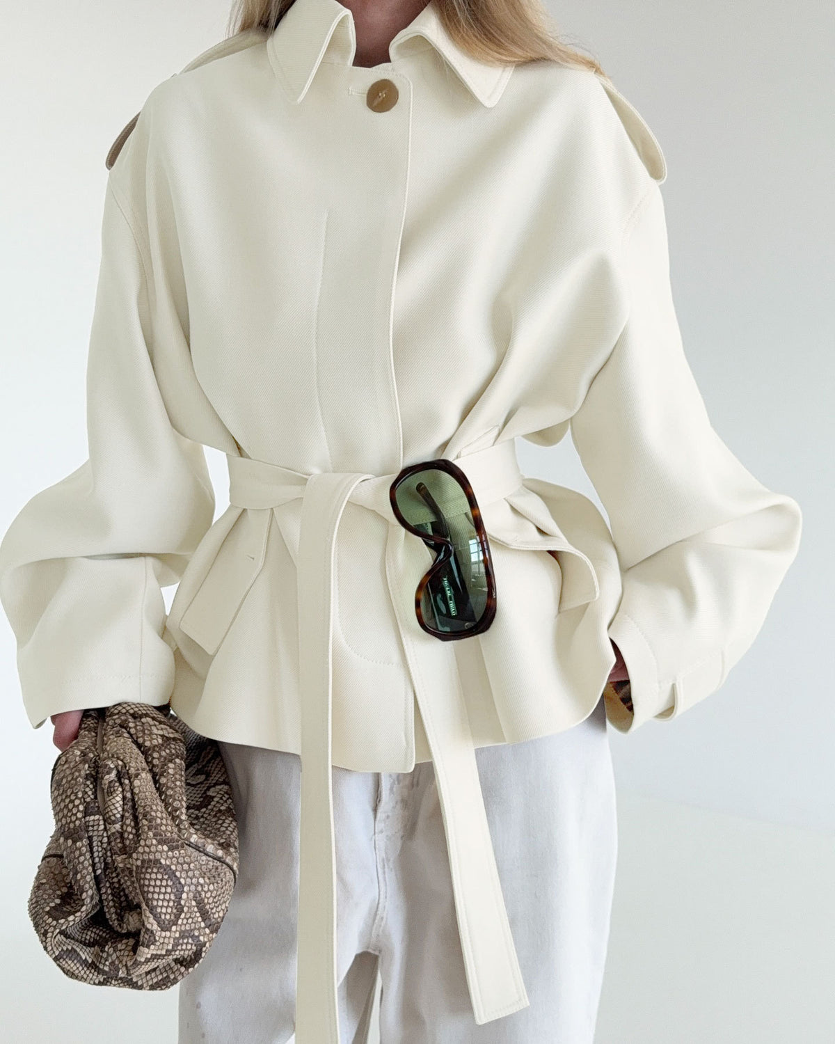 Danica Belted Collared Short Trench Jacket