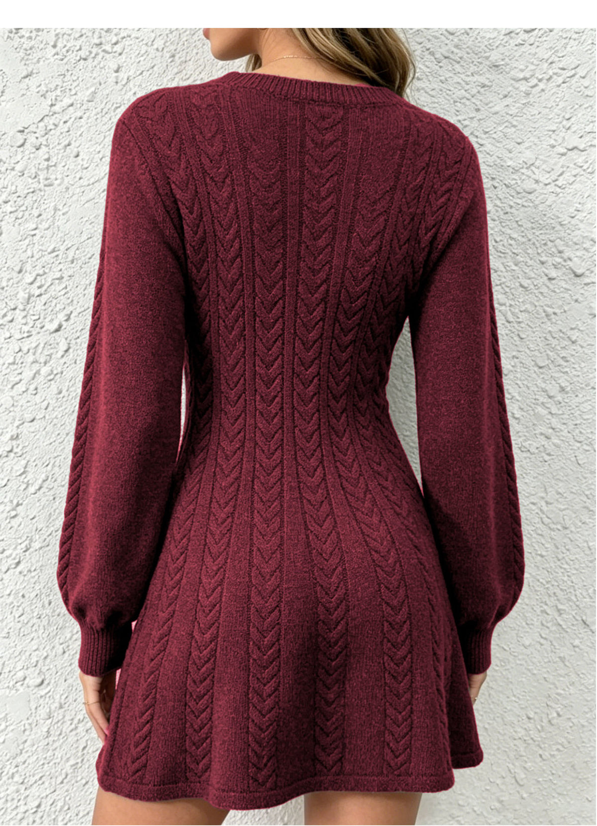 Constanza Cable Knit V-Neck Sweater Dress