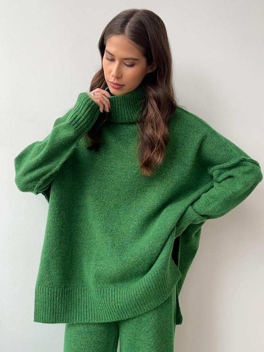 Margo & Main – turtleneck knit sweater & pants set, angled view, US women's sizes