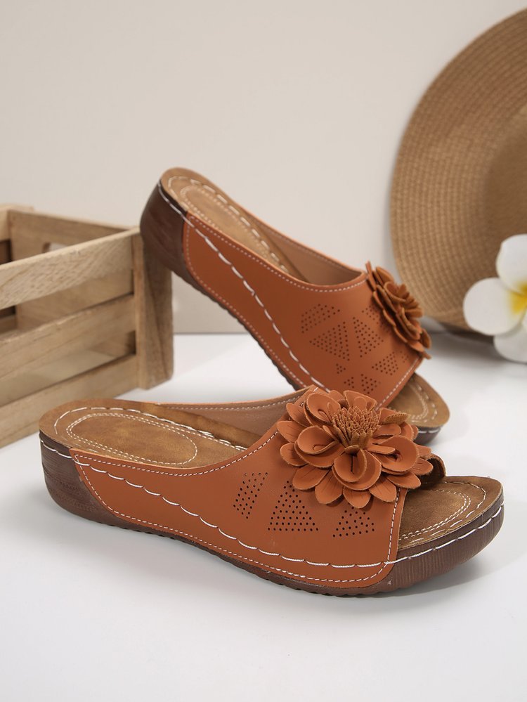 Autumn Floral Comfort Slide Sandals