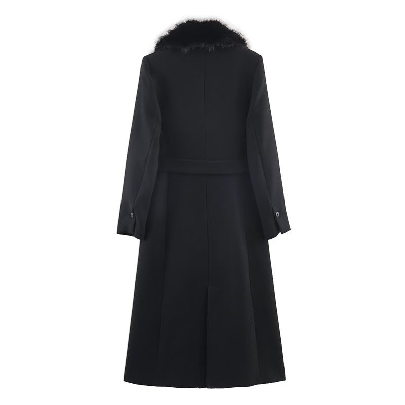 Margo & Main – faux fur collar belted wool coat, fabric detail, US women's sizes