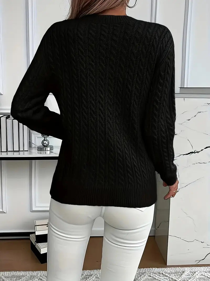 Dulcie Thick Cable Knit Crew Neck Sweater
