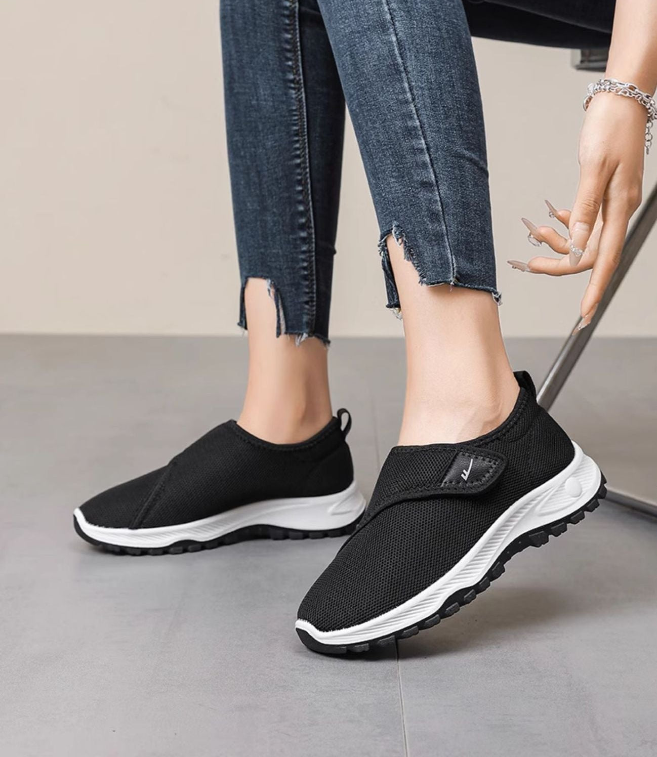 Margo & Main – wide-fit bunion slip-on walking shoes, front view, US women's sizes