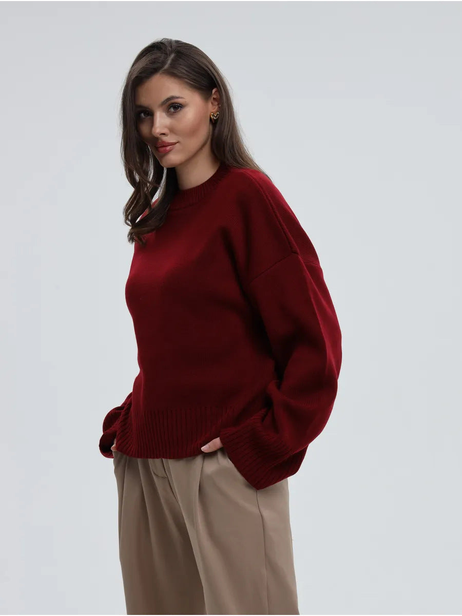 Margo & Main – ribbed-cuff oversized pullover sweater, angled view, US women's sizes