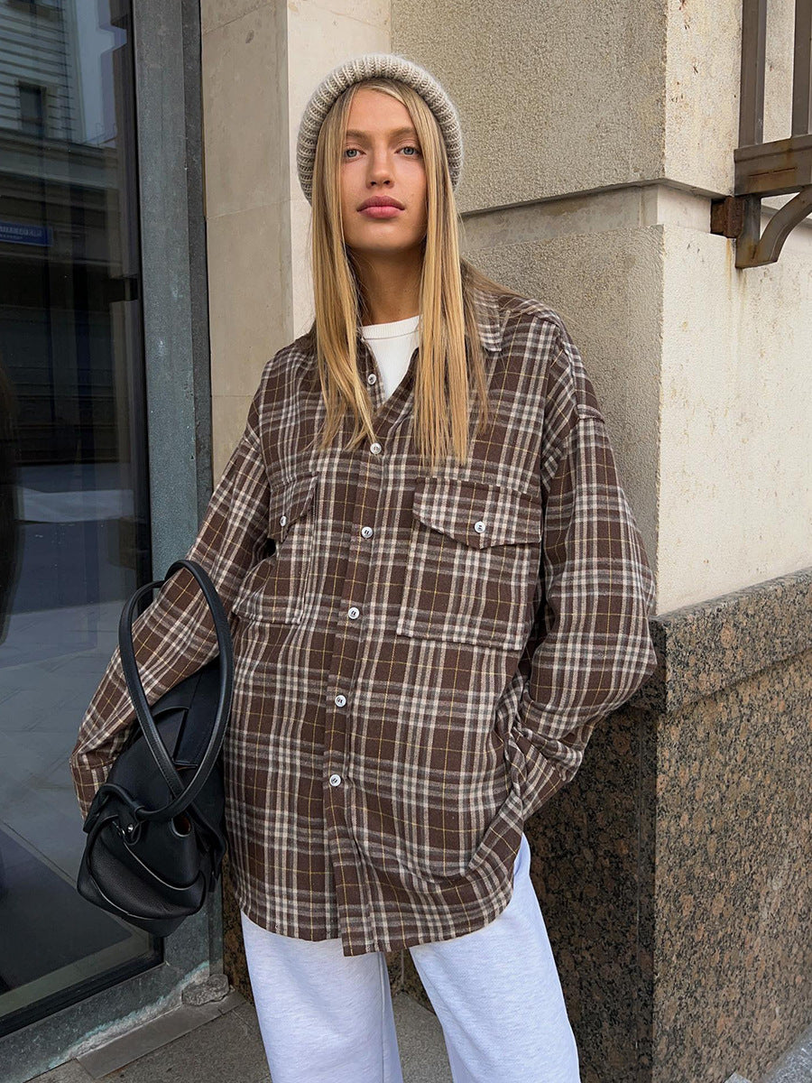 Raquel Oversized Plaid Flap Pocket Shacket