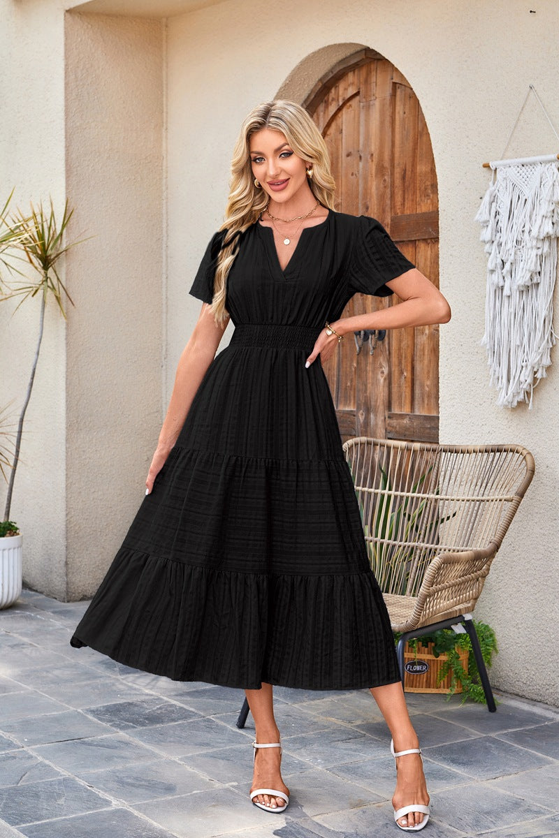 Odalys Tiered Flutter Sleeve Midi Dress