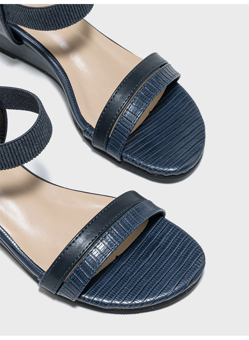 Margo & Main – textured strap low wedge sandals, back view, US women's sizes