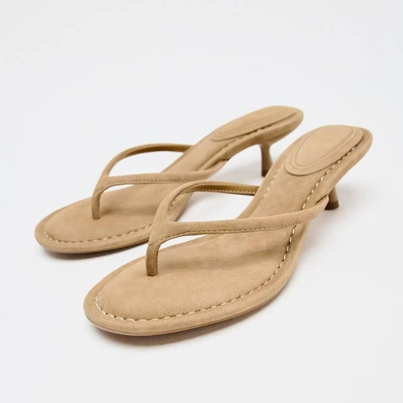 Nola Cushioned Kitten Heel Thong Sandals