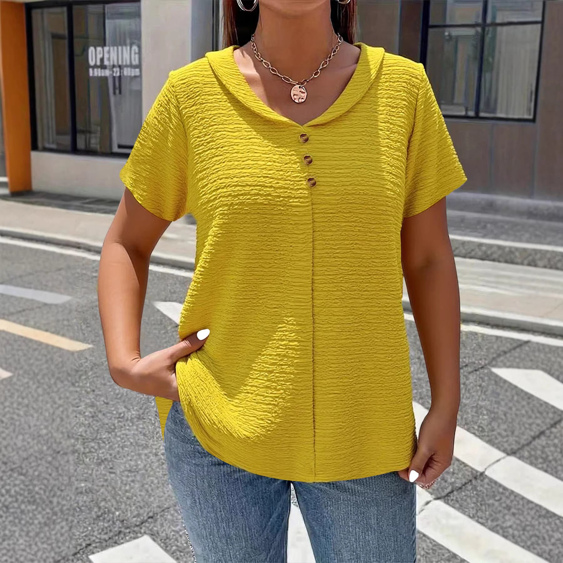 Etta Textured V-Neck Everyday Blouse