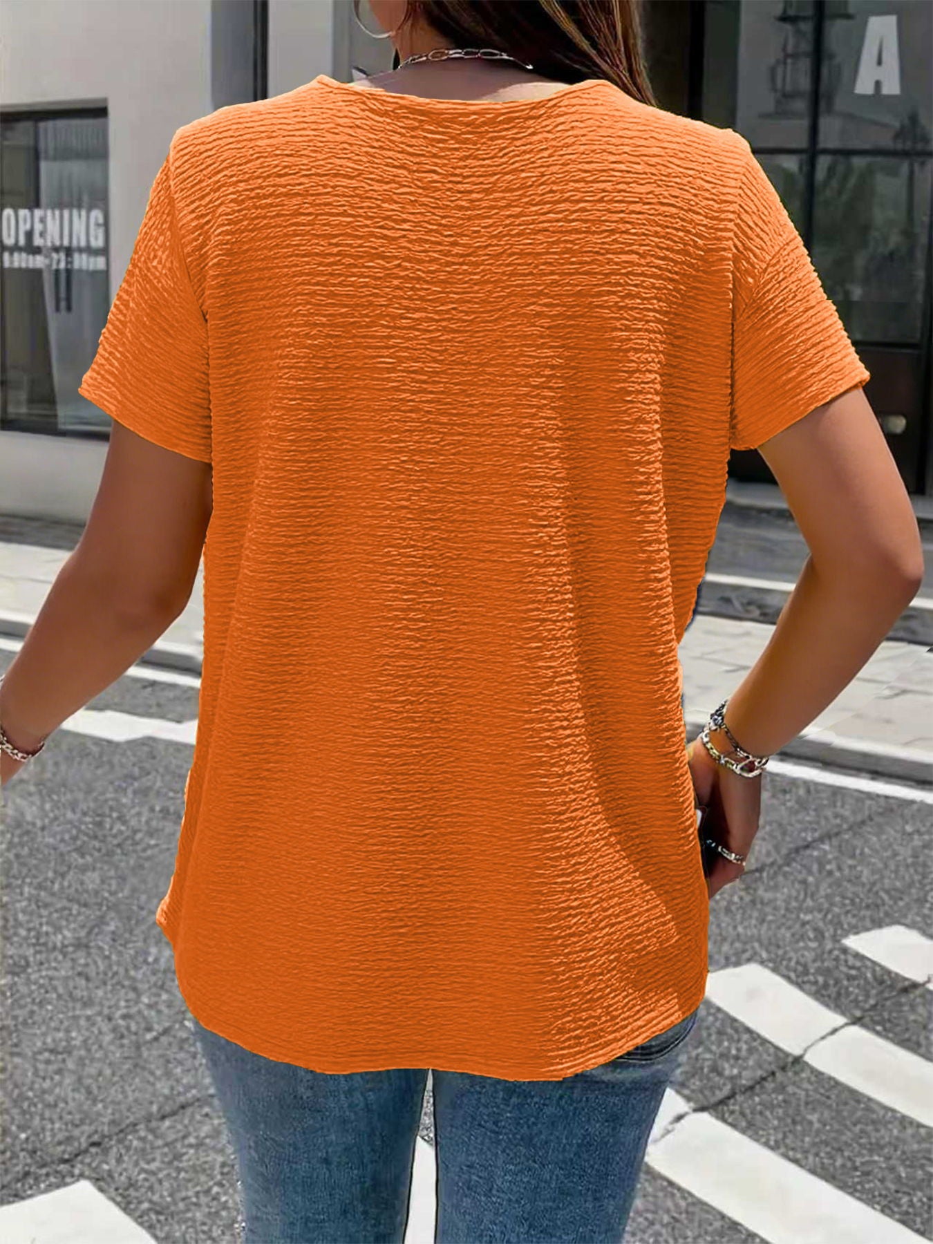 Etta Textured V-Neck Everyday Blouse