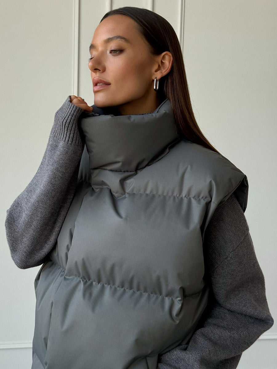Pia Quilted Stand Collar Puffer Vest