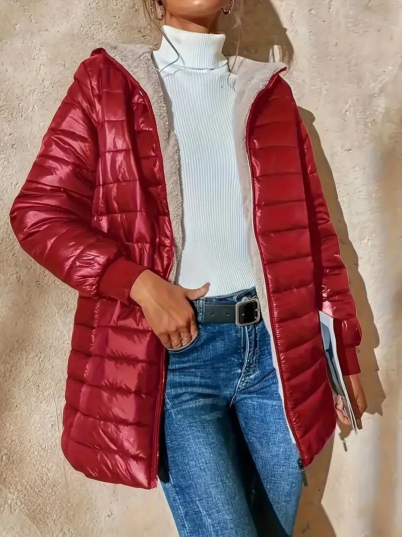 Capucine Fleece-Lined Hooded Quilted Jacket