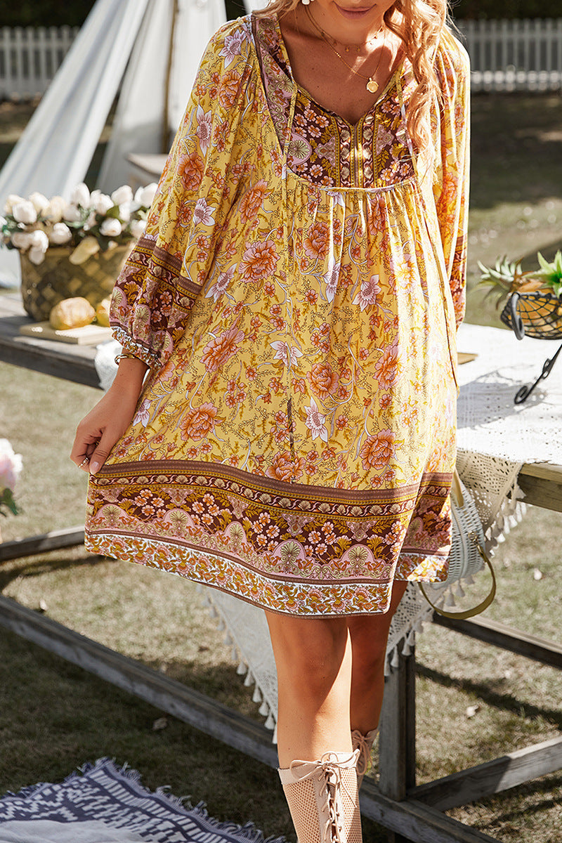 Ellora Boho Floral Tunic Dress