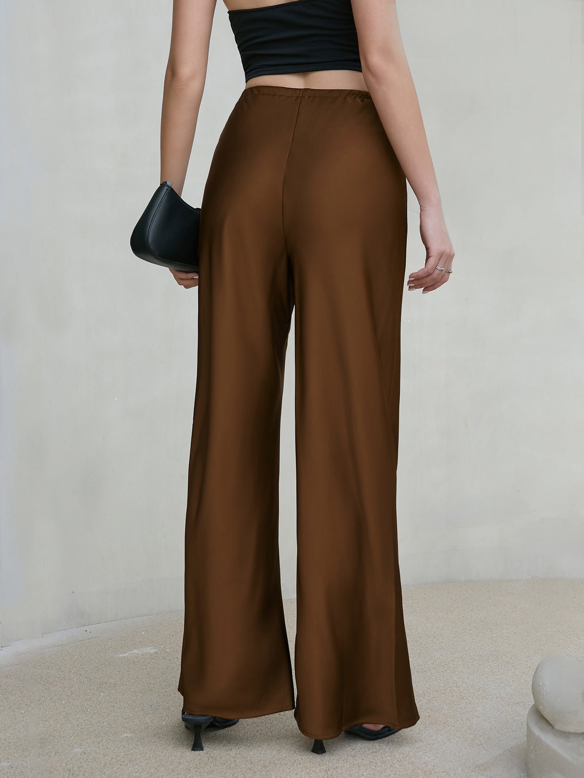 Ondine Satin Drawstring Wide-Leg Pants