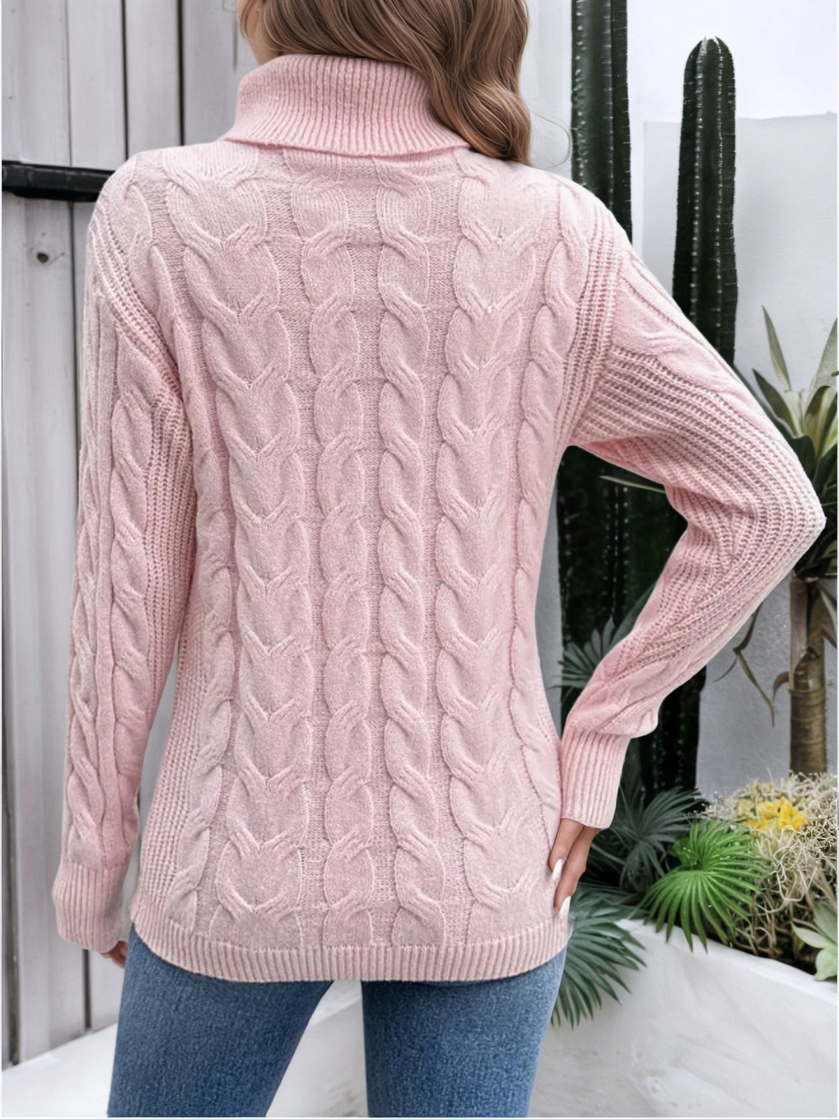 Margery Cable Knit Relaxed Turtleneck Sweater