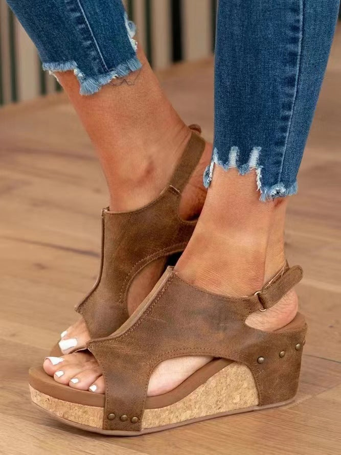 Vera Orthopedic Cork Wedge Sandals
