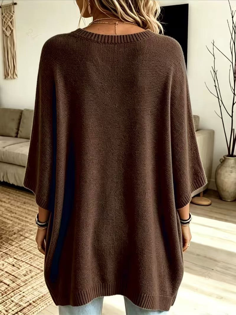 Evanthia Oversized Side-Slit Tunic Sweater