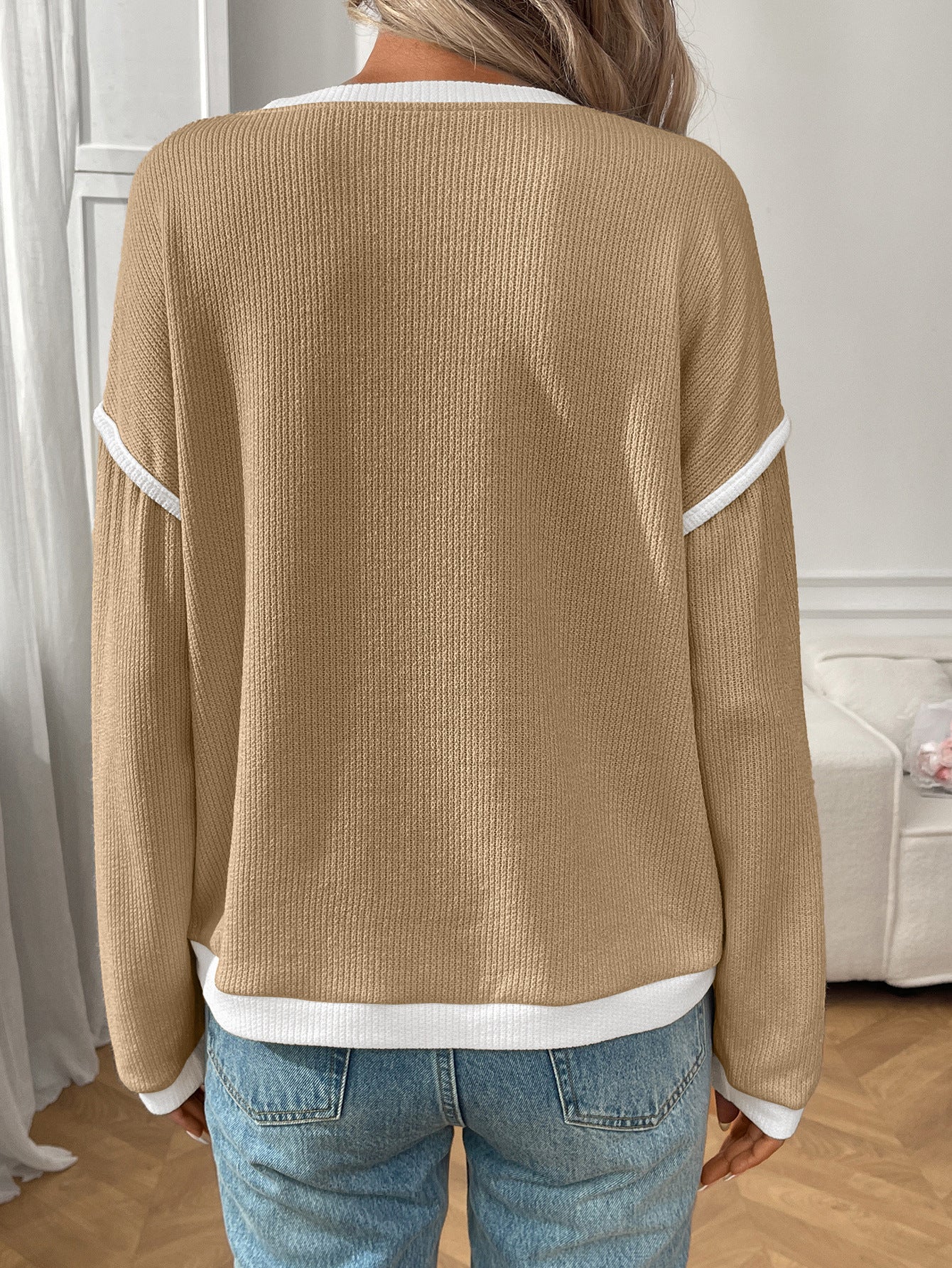 Margo & Main – contrast-trim ribbed knit top, additional view 20, US women's sizes