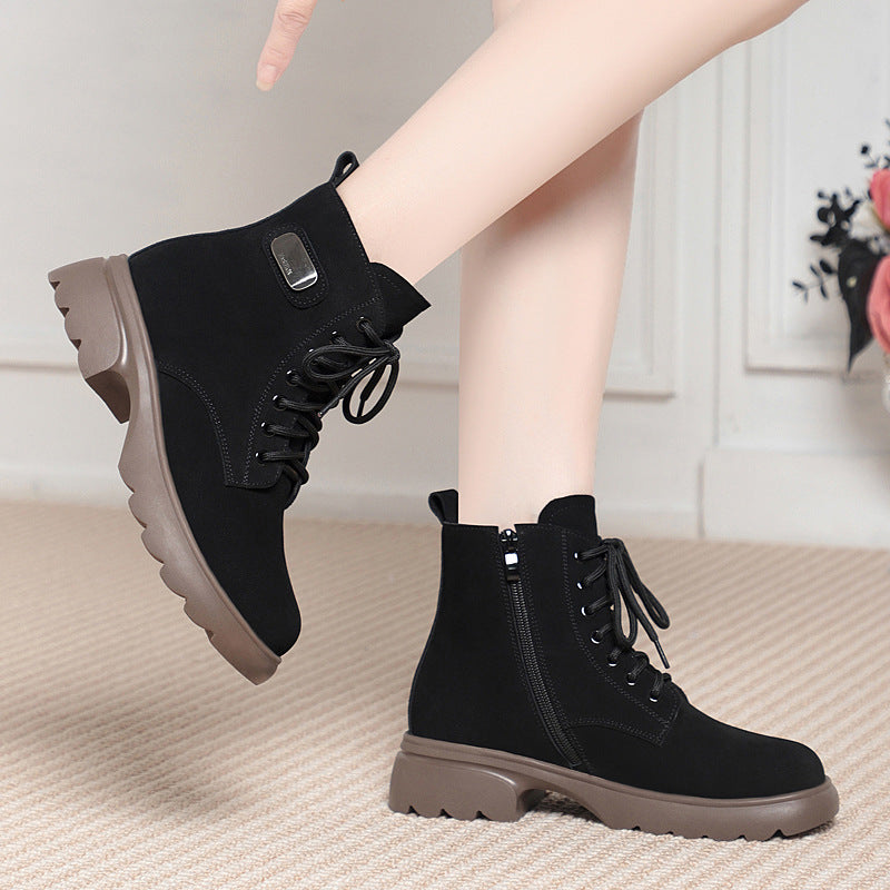 Endellion Lace-Up Side-Zip Combat Boots