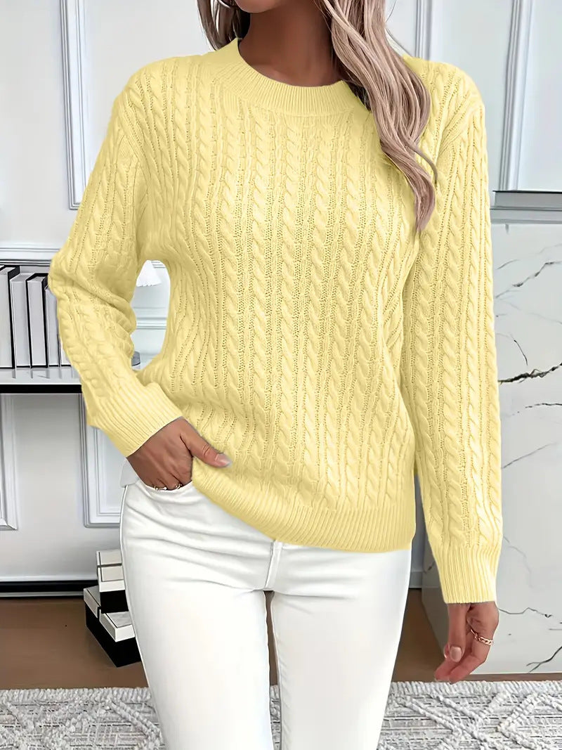 Dulcie Thick Cable Knit Crew Neck Sweater