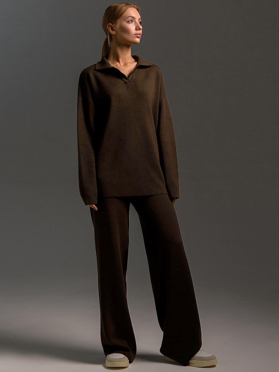 Valborg Polo Collar Knit Sweater and Pants Set