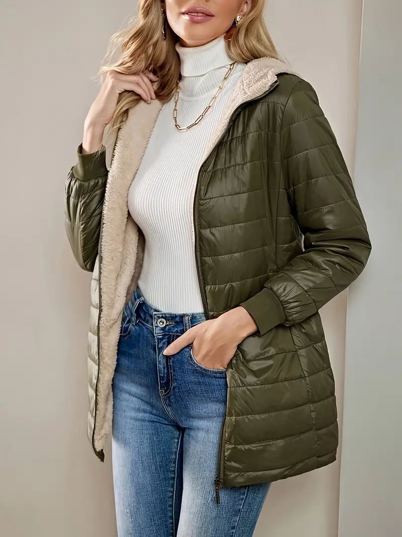 Capucine Fleece-Lined Hooded Quilted Jacket