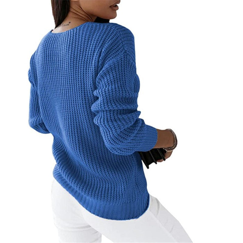 Delaney Cable Knit V-Neck Pullover Sweater