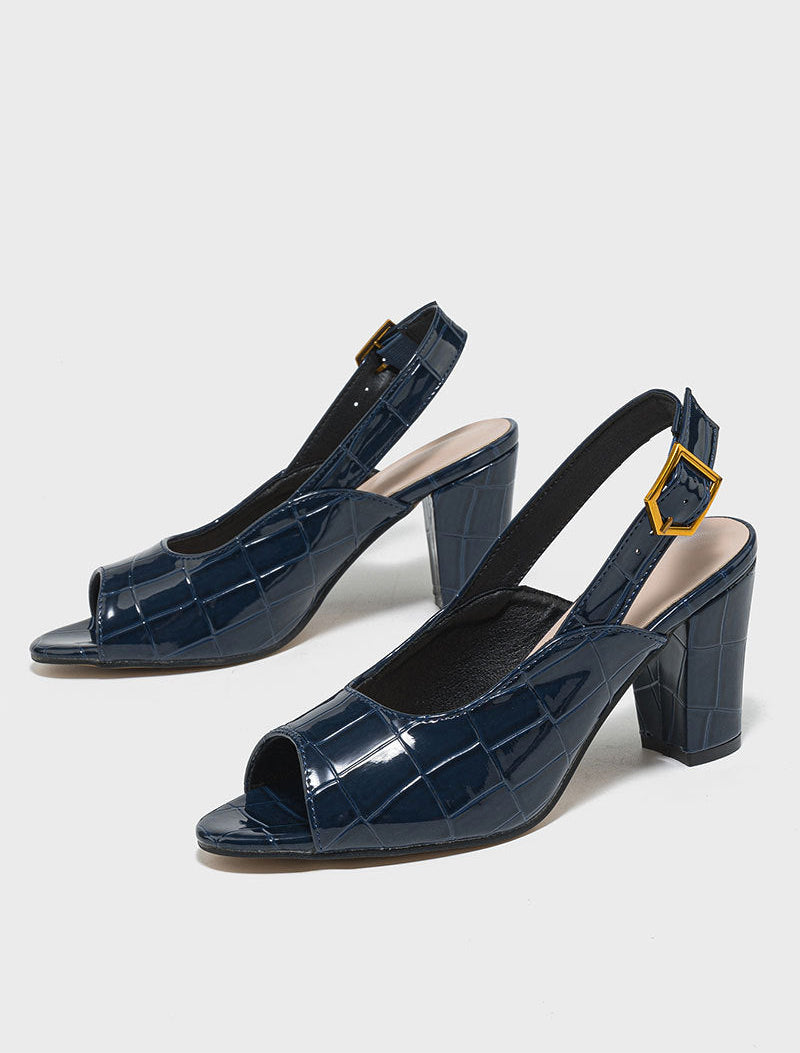 Loretta Croc-Embossed Slingback Heels